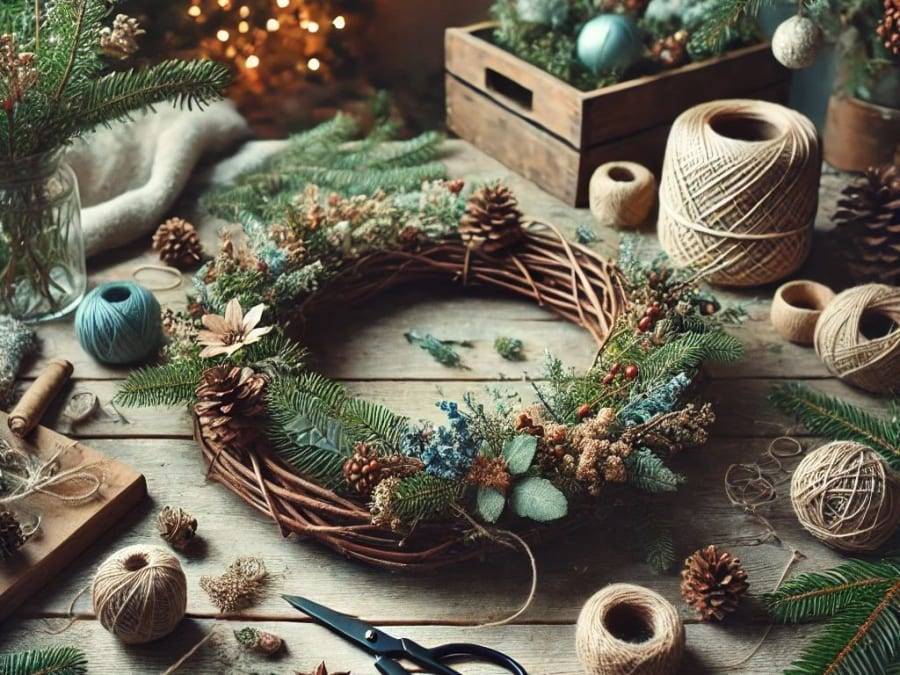 Animation couronne végétale de Noël